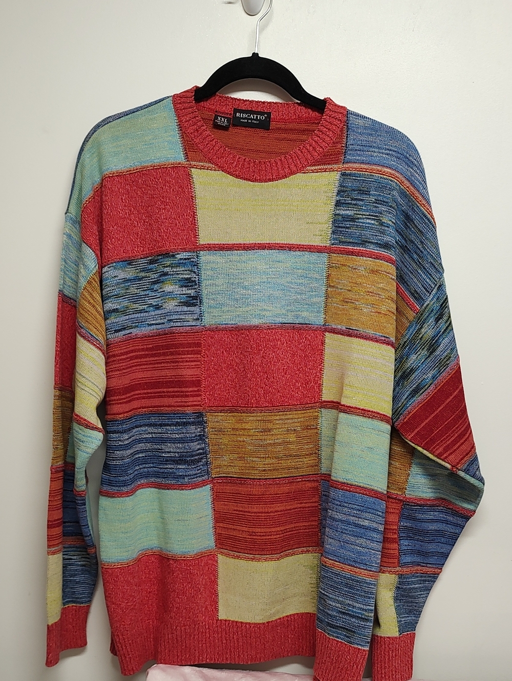 Riscatto Multicolor Patchwork Crewneck Sweater - Red